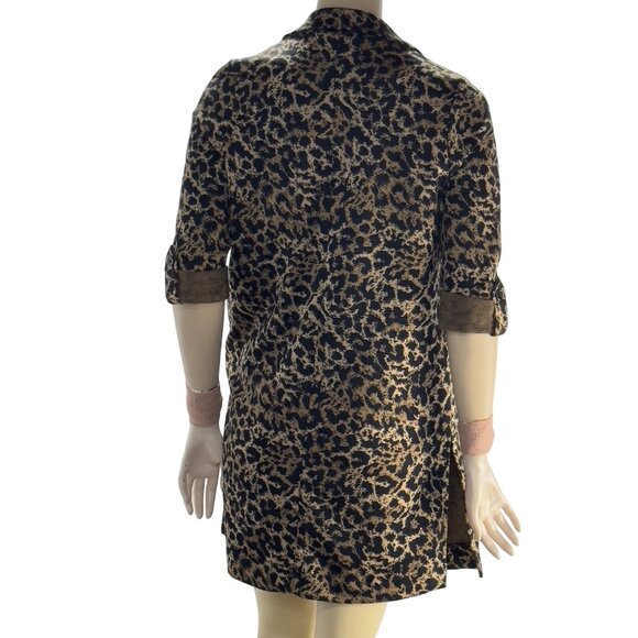 ADYSON PARKER Women's Open Front Cardigan Cheetah Print cuff sleeves Size S - Picture 3 of 14